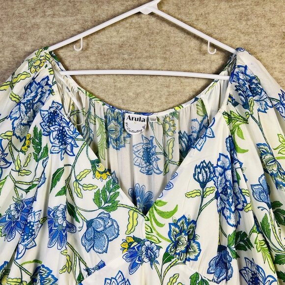 ARULA by Alter State Women's Blue Floral Tiered Midi Dress Size C Plus Size 3X - Picture 7 of 16